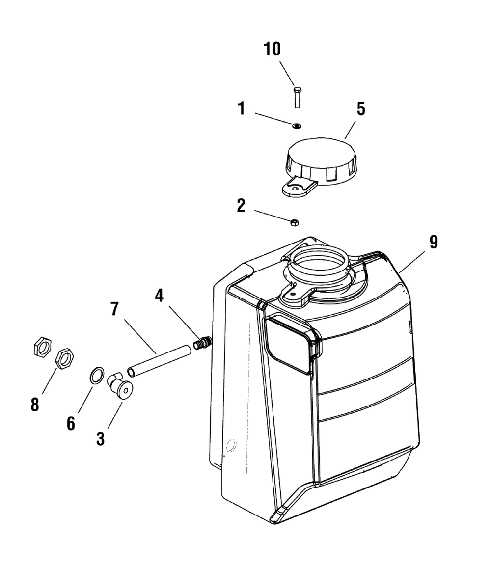 Water Tank Group (80003284) Diagram and Parts List for EX20-S 866057 Briggs and Stratton Concrete Saw